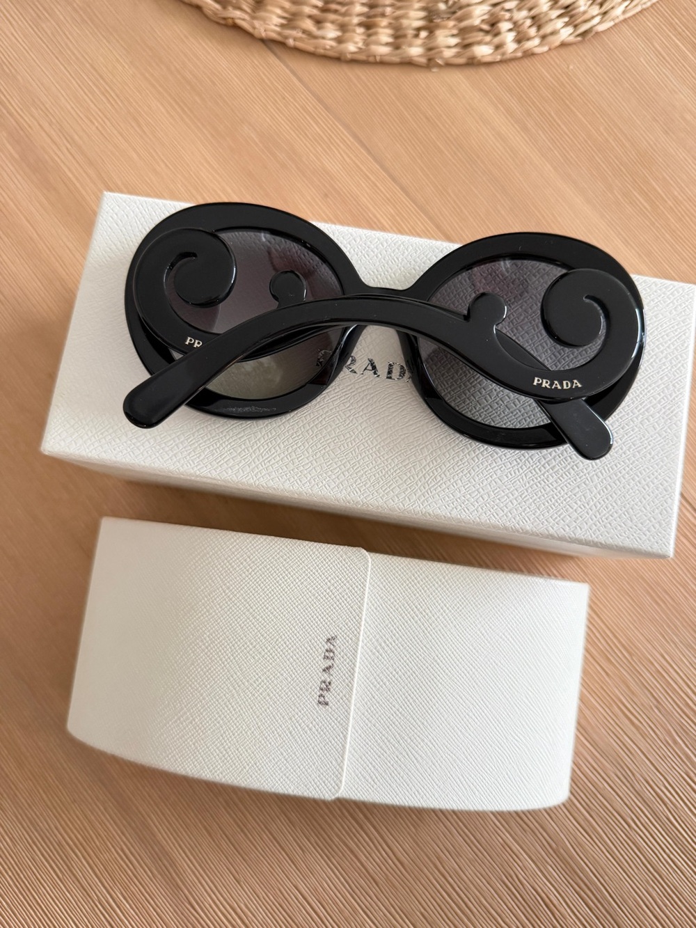 Prada Black Swirl Round Sunglasses - Women's Designer Accessory